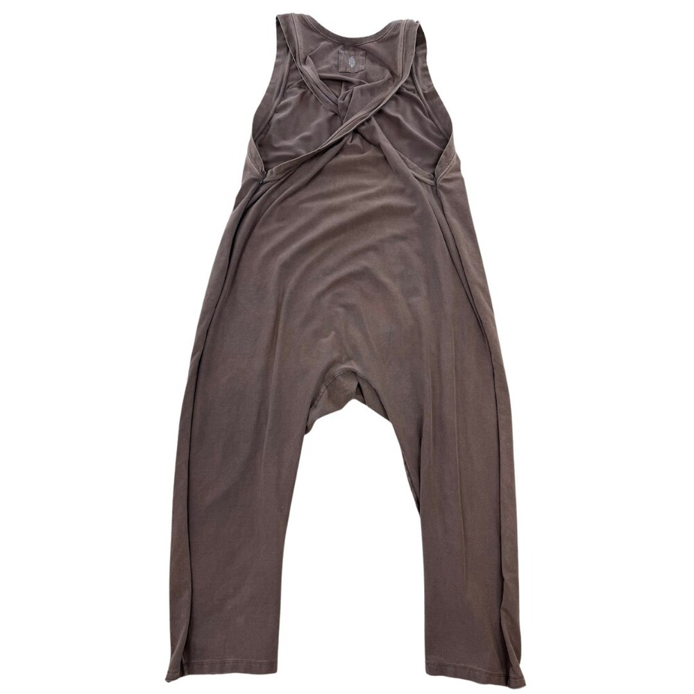 Free People Movement Washed Brown Sleeveless Hot Shot Twisted Jumpsuit Sz S - Picture 4 of 8